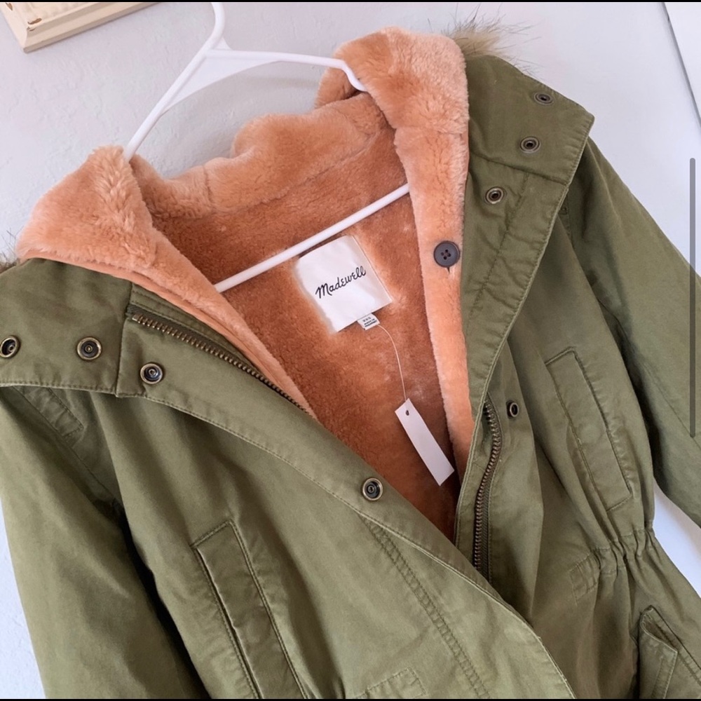 NWT Madewell XXS Fur Insert Green Parka